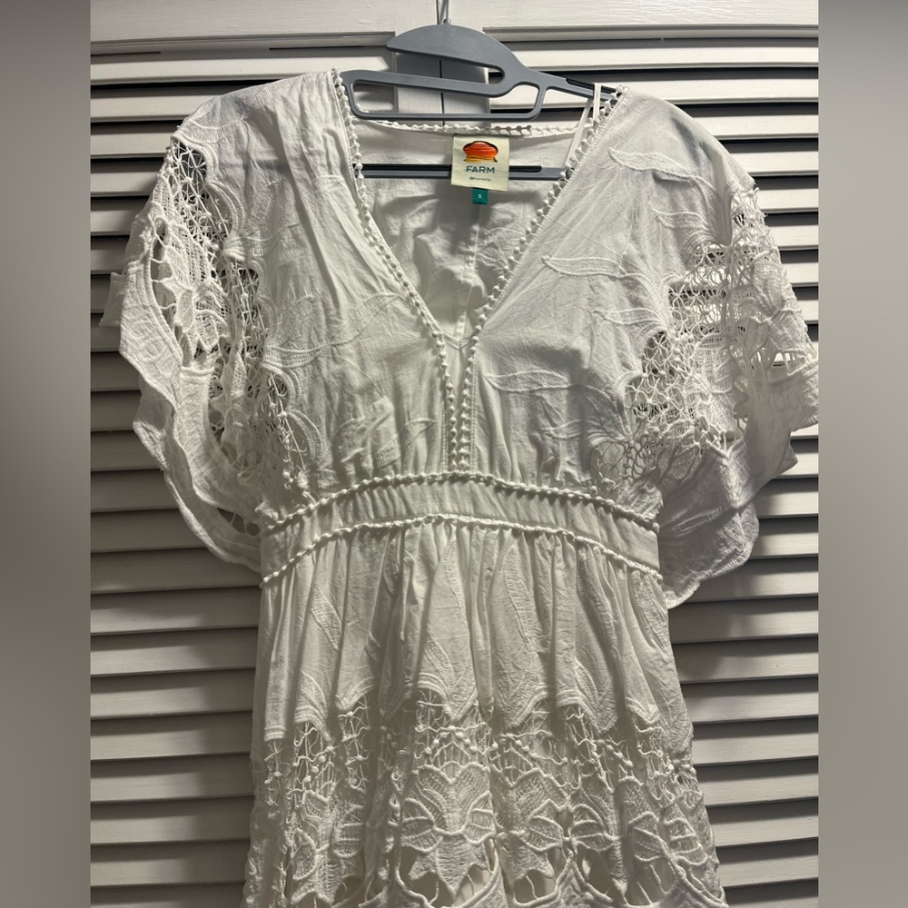 Farm Rio White Richelieu Midi Dress Small - Picture 6 of 10